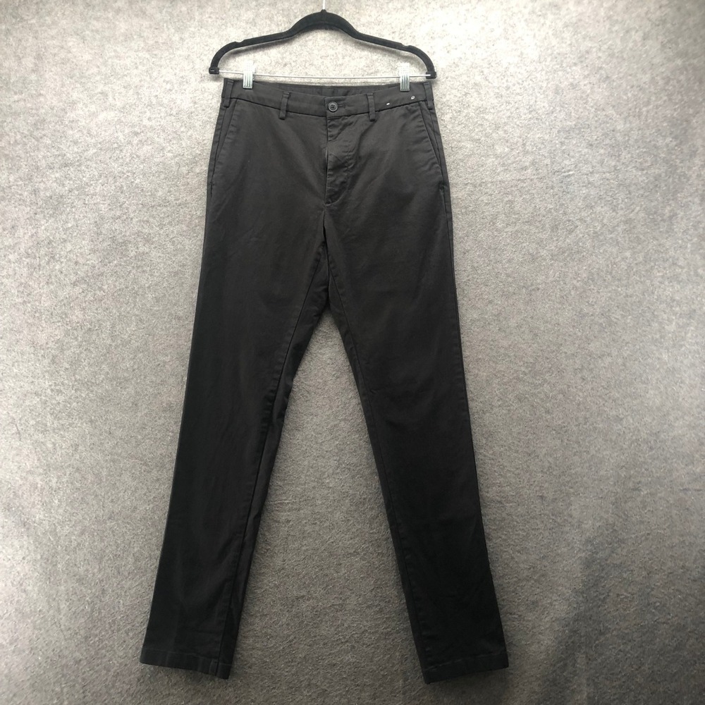 Uniqlo Black Slim Chino Pants Mens 30 x 34 Flat Front Stretch Casual